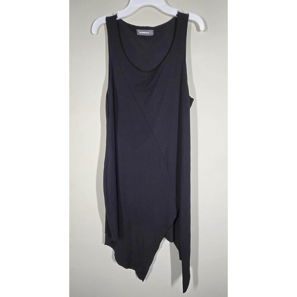 ALEMBIKA Women's Black Tank Dress Asymmetrical Hem Witchy Goth Black Sz 2 (8-10)